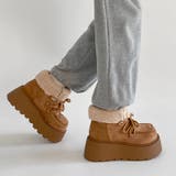 キャメル | 厚底 プラットフォーム レースアップ ボア ムートン ブーツ 840 | Shoes in Closet