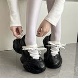 ブラック/ホワイト | 軽量厚底 ボリューミー ストレッチ | Shoes in Closet