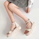 アイボリー | 厚底 コードストラップ バックファスナー リボン サンダル 993 | Shoes in Closet