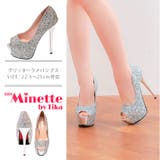 シルバーグリッターオープントゥパンプス キャバパンプス ハイヒールパンプス | my minette | 詳細画像1