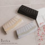 ウェーブライン同色大小ビジュー×プリーツ2wayパーティーバッグ 結婚式バッグ | Retica | 詳細画像1