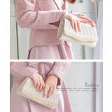 ウェーブライン同色大小ビジュー×プリーツ2wayパーティーバッグ 結婚式バッグ | Retica | 詳細画像3