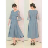 タックデザインレーススリーブフレアロングドレス パーティードレス 袖あり | Retica | 詳細画像5 