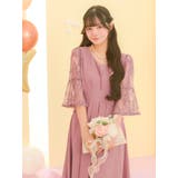 タックデザインレーススリーブフレアロングドレス パーティードレス 袖あり | Retica | 詳細画像8 