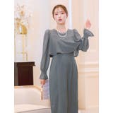 シアーフリルスリーブスレンダーラインロングドレス パーティードレス 体型カバー | Retica | 詳細画像16