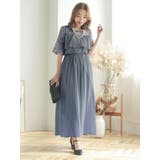 レースフリル切替シフォンフレアロングドレス パーティードレス 袖あり | Retica | 詳細画像19 