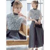 ハイネックフラワー刺繍ウエスト切替フレアミモレ丈パーティードレス ミディアムドレ… | Retica | 詳細画像2 