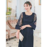 総フラワーレースシアースリーブウエストマークシルエットミディアムドレス パーティ… | Retica | 詳細画像6 