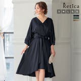 ネイビー | ウエストリボンフィッシュテールワンピースドレス パーティードレス 結婚式ドレス | Retica