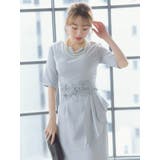 ウエスト刺繍スリットネックミディアムドレス 結婚式ドレス パーティードレス | Retica | 詳細画像3 