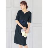 ウエスト刺繍スリットネックミディアムドレス 結婚式ドレス パーティードレス | Retica | 詳細画像8 