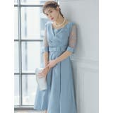 フラワーシースルースリーブウエストマークミディアムドレス パーティードレス 結婚… | Retica | 詳細画像13 