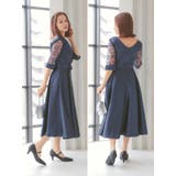 フラワーシースルースリーブウエストマークミディアムドレス パーティードレス 結婚… | Retica | 詳細画像5 