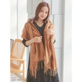 キャメル | フリンジ付きバックファーニットショール パーティードレス小物 アウター | Retica