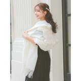 オフホワイト | フリンジ付きバックファーニットショール パーティードレス小物 アウター | Retica