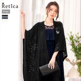ブラック | 透かし編みレース×フリンジの大判ショール パーティードレス小物 アウター | Retica