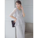 ウエストリボン前ミニペプラムセットアップパンツドレス パーティードレス 結婚式パ… | Retica | 詳細画像13 