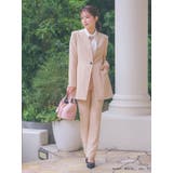 ノーカラージャケット×ベルト付きパンツスーツ セレモニースーツ 袖あり | Retica | 詳細画像4 