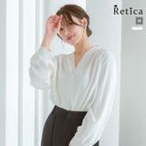 Retica パール付きVネックノーカラーブラウス トップス | Retica | 詳細画像1 