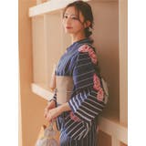 毬×ストライプ柄浴衣3点セット 平帯 下駄 | Retica | 詳細画像3 