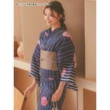 毬×ストライプ柄浴衣3点セット 作り帯 下駄 | Retica | 詳細画像4 