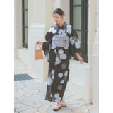 モノトーン菊柄浴衣3点セット 兵児帯 下駄 | Retica | 詳細画像2 