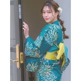 青緑地×イエロー花火浴衣3点セット 作り帯 下駄 | Retica | 詳細画像5