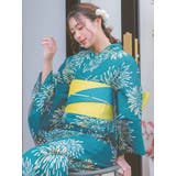 青緑地×イエロー花火浴衣3点セット 作り帯 下駄 | Retica | 詳細画像7