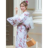 くすみピンク×大輪牡丹柄浴衣3点セット 兵児帯 下駄 | Retica | 詳細画像2 