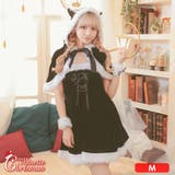 レースアップ×Aラインねこ耳フード付きケープブラックサンタコスチューム | my minette | 詳細画像1 