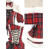 胸元リボン×ウエストスピンドル付きチェック柄サンタドレス3点セット | my minette | 詳細画像10 