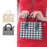 ブラック | クラシカル千鳥格子柄2wayミニバッグ ハンドバッグ ショルダーバッグ | my minette