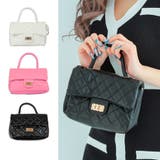 ブラック | キルティング風型押し2WAYミニバッグ ハンドバッグ ショルダーバッグ | my minette
