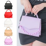 ライトパープル | ビッグチェーン付きシンプルワンカラー2WAYミニバッグ ハンドバッグ | my minette
