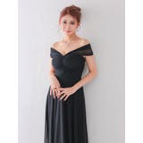 バックリボンシフォンオフショルフレアロングドレス セクシードレス エレガント | my minette | 詳細画像1 