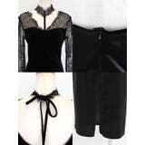 レーススリーブ×ベロアタイトロングドレス セクシードレス エレガント | my minette | 詳細画像7