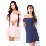 ワッフルオフショル×リボンAラインミニドレス ガーリードレス 袖なし | my minette | 詳細画像3 