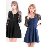 ブラックレース×ハーフジップAラインフレアミニドレス ガーリードレス セクシード… | my minette | 詳細画像2 