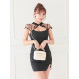 ドットチュール×チャイナボタンデザインタイトミニドレス セクシードレス 袖あり | my minette | 詳細画像4 