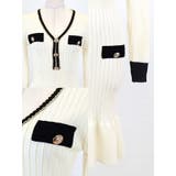 フェイクポケット×フレア裾で映え◎上品かわいいニットドレス ガーリードレス 袖あり | my minette | 詳細画像8 