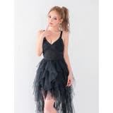 ボリュームチュール前ミニロングテールフレアドレス エレガントドレス 袖なし | my minette | 詳細画像1 