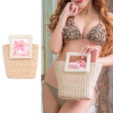 アイボリー | スクエアパールハンドルゴールドチェーンショルダー付き巾着かごバッグ 水着バッグ … | my minette