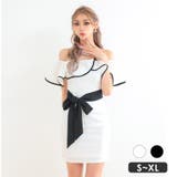 ホワイト | ボリュームフリルオフショル×ウエストリボンタイトミニドレス セクシードレス | my minette