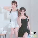 紐リボンフレアシルエットワンピース水着 ガーリースイムウェア 体型カバー水着 | my minette | 詳細画像1