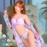 パープル | ラッシュガード付きクロス×フラワープリントビキニセット 3点セット | my minette