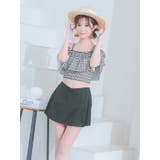 チェックフリル×バックリボンオープンショルダービキニ ガーリースイムウェア 体型… | my minette | 詳細画像5 