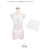 スカート付きフリルエンブロイダリーレースビキニ ガーリースイムウェア セット水着 | my minette | 詳細画像19 