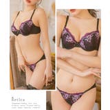 フラワー×リーフ刺繍ポイントビジューブラ&ショーツセット セクシーランジェリー | Retica | 詳細画像3