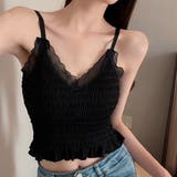 ブラック | カップ付きキャミソール ビスチェ レース フリル | M.Y.A.