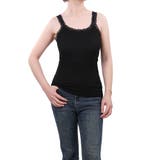 ブラック | キャミソール レース リブ 薄手 下着 肌着 速乾 サラサラ | M.Y.A.